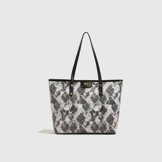 Snakeskin Print PU Leather Tote Bag