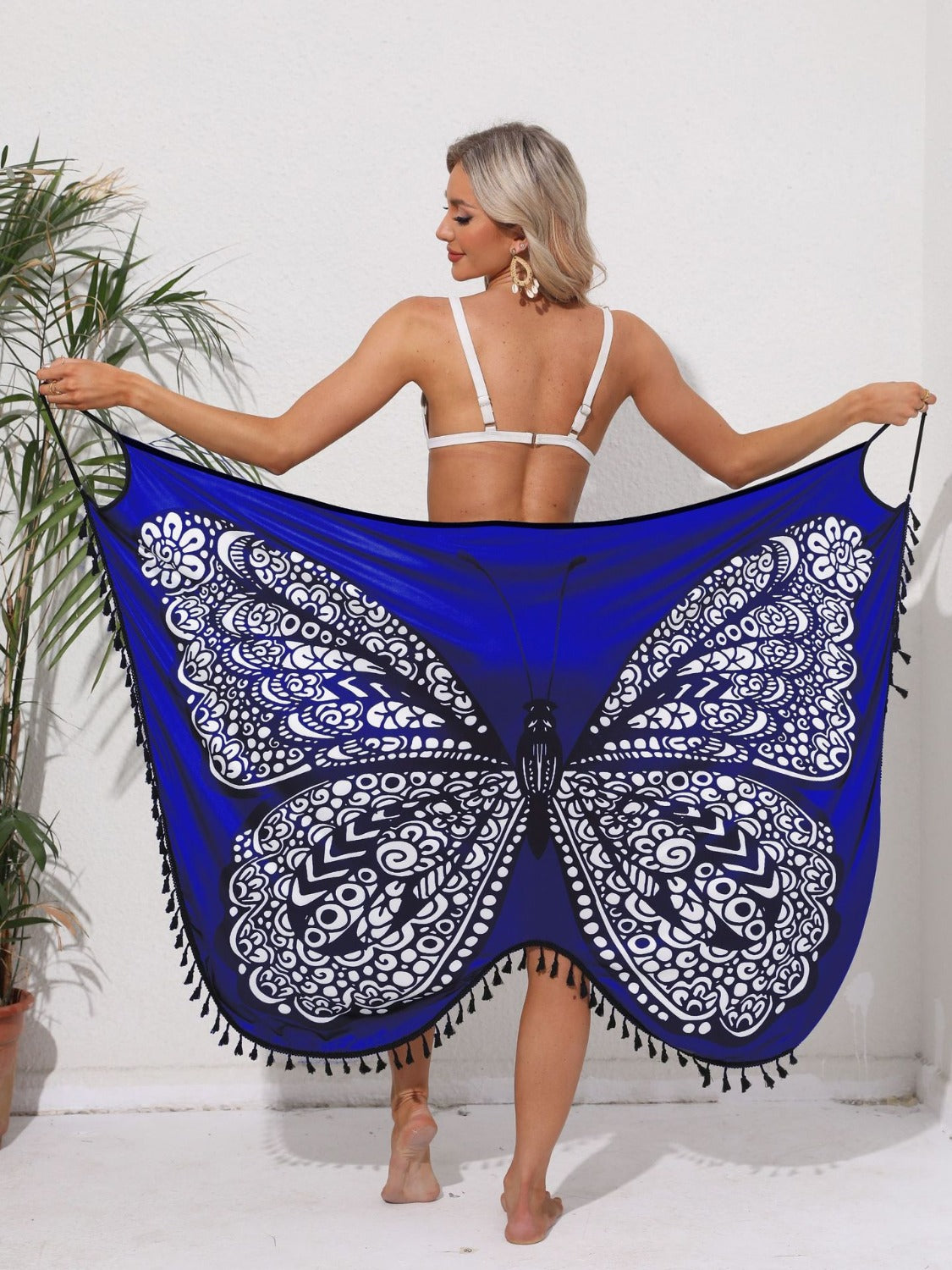 Tassel Butterfly Spaghetti Strap Cover Up